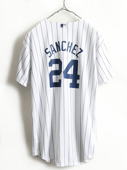 ボーイズ XL メンズ S 程■ MLB オフィシャル Majestic ニューヨーク ヤンキース ベースボール シャツ ゲームシャツ ユニフォーム 大リーグ