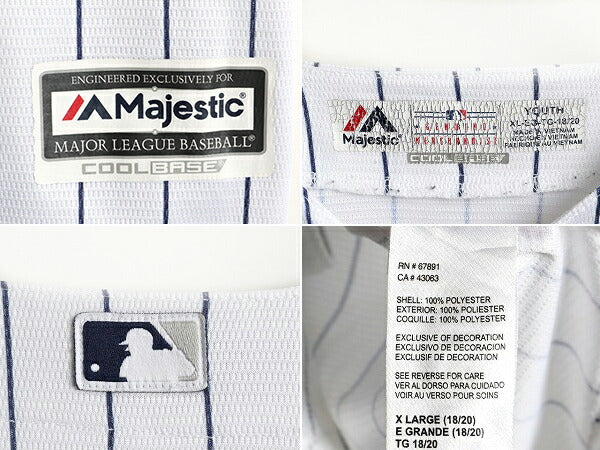 ボーイズ XL メンズ S 程■ MLB オフィシャル Majestic ニューヨーク ヤンキース ベースボール シャツ ゲームシャツ ユニフォーム 大リーグ