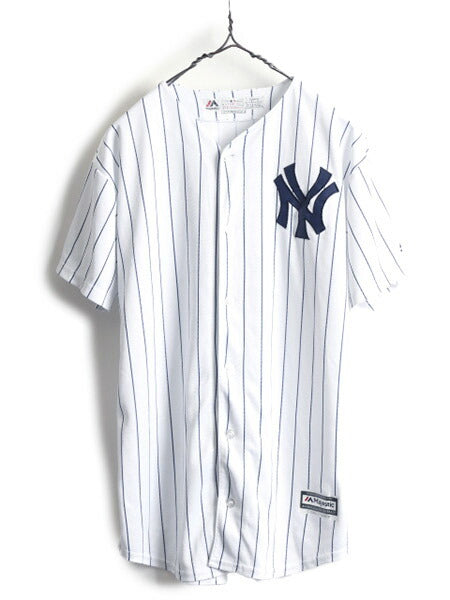 ボーイズ XL メンズ S 程■ MLB オフィシャル Majestic ニューヨーク ヤンキース ベースボール シャツ ゲームシャツ ユニフォーム 大リーグ