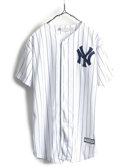 ボーイズ XL メンズ S 程■ MLB オフィシャル Majestic ニューヨーク ヤンキース ベースボール シャツ ゲームシャツ ユニフォーム 大リーグ