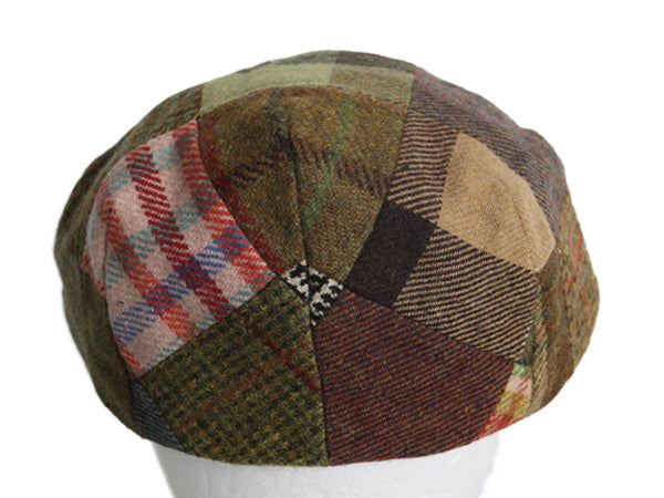 アイルランド製 ジョンヘンリー ツイード パッチワーク ハンチング キャップ メンズ レディース XL 帽子 ウール キャスケット 大きいサイズ