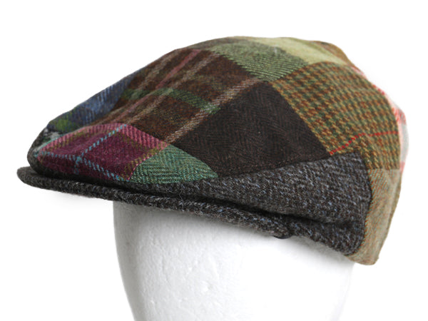アイルランド製 ジョンヘンリー ツイード パッチワーク ハンチング キャップ メンズ レディース XL 帽子 ウール キャスケット 大きいサイズ