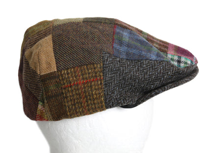 アイルランド製 ジョンヘンリー ツイード パッチワーク ハンチング キャップ メンズ レディース XL 帽子 ウール キャスケット 大きいサイズ