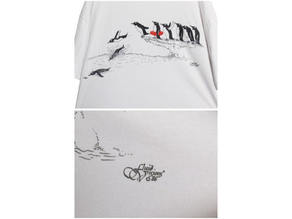 90s USA製 ペンギン アート イラスト プリント Tシャツ メンズ XL オールド キャラクター グラフィック シングルステッチ 大きいサイズ 白