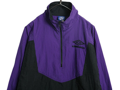 90s アンブロ ハーフジップ ナイロン ジャケット メンズ M オールド プルオーバー ハイネック ブルゾン ウィンドブレーカー サッカー 薄手