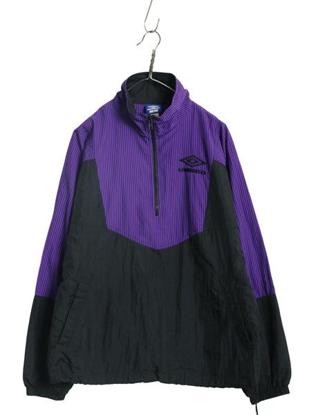 90s アンブロ ハーフジップ ナイロン ジャケット メンズ M オールド プルオーバー ハイネック ブルゾン ウィンドブレーカー サッカー 薄手