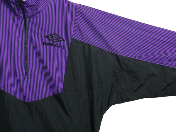 90s アンブロ ハーフジップ ナイロン ジャケット メンズ M オールド プルオーバー ハイネック ブルゾン ウィンドブレーカー サッカー 薄手