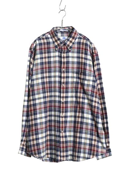 90s J PRESS マドラス チェック 長袖 ボタンダウン シャツ メンズ L / オールド 長袖シャツ コットン ポケット付き 薄手 BD マルチカラー