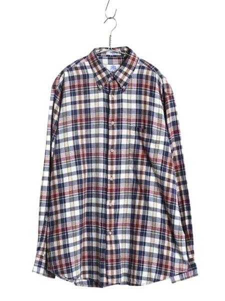 90s J PRESS マドラス チェック 長袖 ボタンダウン シャツ メンズ L / オールド 長袖シャツ コットン ポケット付き 薄手 BD マルチカラー