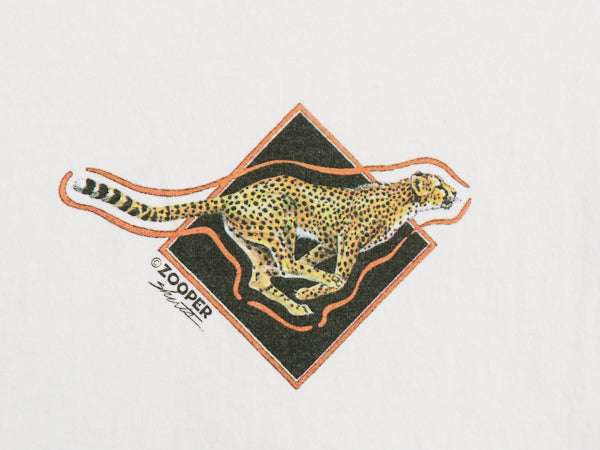 90s USA製 アニマル 両面 イラスト プリント 半袖 Tシャツ メンズ レディース L オールド ヒョウ アート ヘビーウェイト シングルステッチ