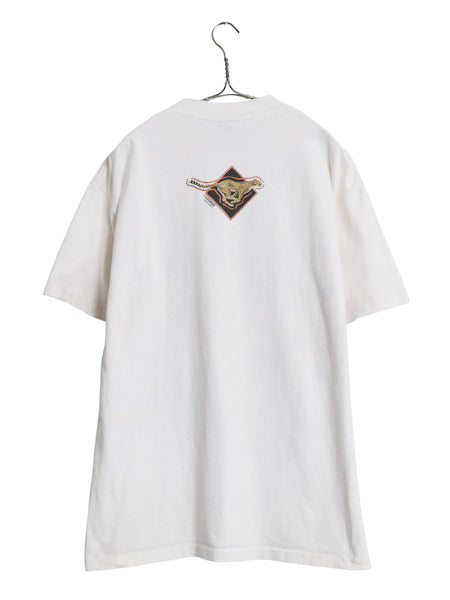 90s USA製 アニマル 両面 イラスト プリント 半袖 Tシャツ メンズ レディース L オールド ヒョウ アート ヘビーウェイト シングルステッチ