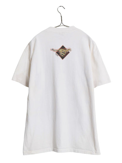 90s USA製 アニマル 両面 イラスト プリント 半袖 Tシャツ メンズ レディース L オールド ヒョウ アート ヘビーウェイト シングルステッチ