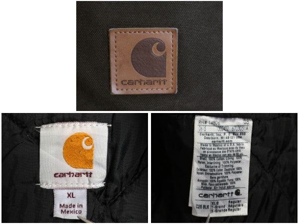 US企画 カーハート トラディショナル コート メンズ XL / ダック ジャケット 中綿 キルティング ライナー ハーフ コート 大きいサイズ 黒