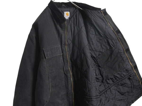 US企画 カーハート トラディショナル コート メンズ XL / ダック ジャケット 中綿 キルティング ライナー ハーフ コート 大きいサイズ 黒