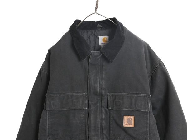 US企画 カーハート トラディショナル コート メンズ XL / ダック ジャケット 中綿 キルティング ライナー ハーフ コート 大きいサイズ 黒