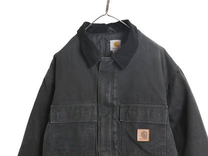 US企画 カーハート トラディショナル コート メンズ XL / ダック ジャケット 中綿 キルティング ライナー ハーフ コート 大きいサイズ 黒