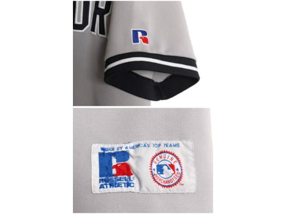 00s ヤンキース ベースボール シャツ メンズ XL オールド MLB オフィシャル ラッセル 大リーグ ユニフォーム ゲームシャツ 大きいサイズ 灰