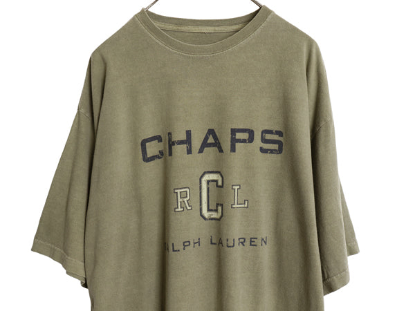 チャップス ラルフローレン プリント 半袖 Tシャツ メンズ XXL 程 ポロ コットン カットソー クルーネック 大きいサイズ ヘビーウェイト 緑