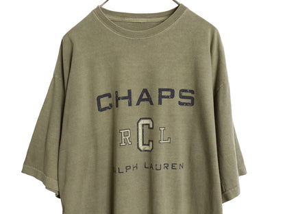 チャップス ラルフローレン プリント 半袖 Tシャツ メンズ XXL 程 ポロ コットン カットソー クルーネック 大きいサイズ ヘビーウェイト 緑