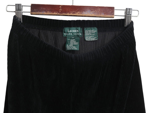 90s ローレン ラルフローレン 太畝 コーデュロイ スキニー パンツ レディース L オールド ストレッチ イージー レギンス シンプル 無地 黒