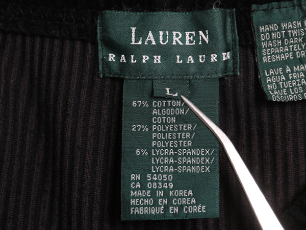 90s ローレン ラルフローレン 太畝 コーデュロイ スキニー パンツ レディース L オールド ストレッチ イージー レギンス シンプル 無地 黒