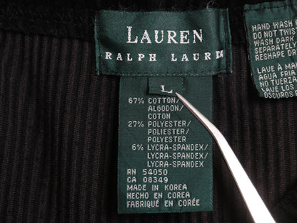 90s ローレン ラルフローレン 太畝 コーデュロイ スキニー パンツ レディース L オールド ストレッチ イージー レギンス シンプル 無地 黒