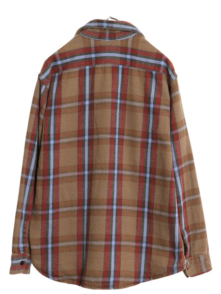 90s USA製 RUGGED WEAR チェック 長袖 ヘビー フランネル シャツ メンズ L / オールド ネルシャツ ヘビーウェイト マルチカラー カジュアル
