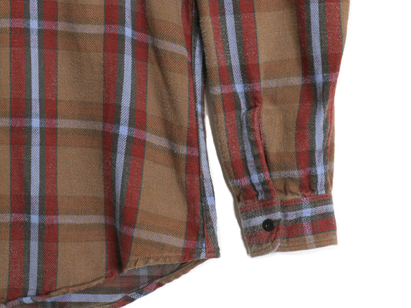 90s USA製 RUGGED WEAR チェック 長袖 ヘビー フランネル シャツ メンズ L / オールド ネルシャツ ヘビーウェイト マルチカラー カジュアル