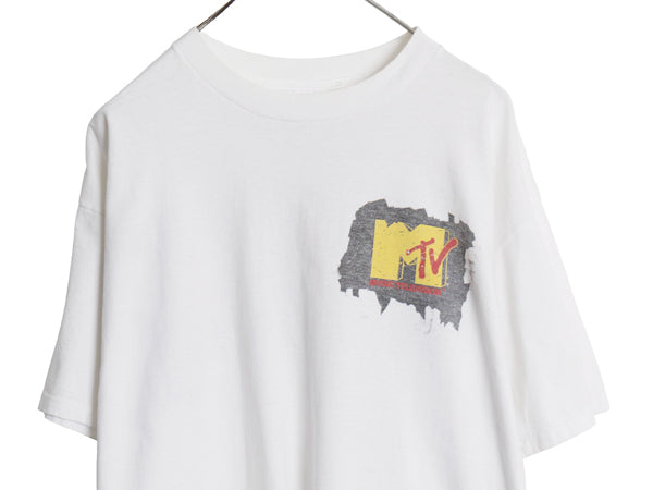 90s USA製 ★ MTV イラスト プリント Tシャツ メンズ XL / オールド 企業物 当時物 シングルステッチ 音楽 グラフィック ヘビーウェイト 白