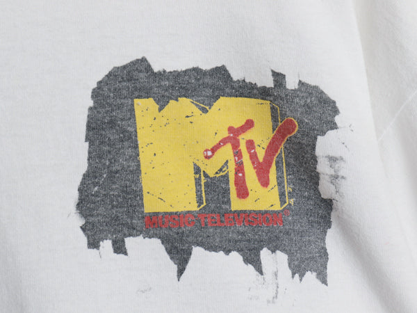 90s USA製 ★ MTV イラスト プリント Tシャツ メンズ XL / オールド 企業物 当時物 シングルステッチ 音楽 グラフィック ヘビーウェイト 白