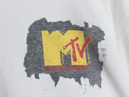 90s USA製 ★ MTV イラスト プリント Tシャツ メンズ XL / オールド 企業物 当時物 シングルステッチ 音楽 グラフィック ヘビーウェイト 白