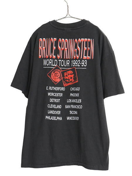 90s USA製 ブルーススプリングスティーン ツアー 両面 イラスト プリント Tシャツ メンズ XL 古着 オールド ロック バンド 大きいサイズ 黒