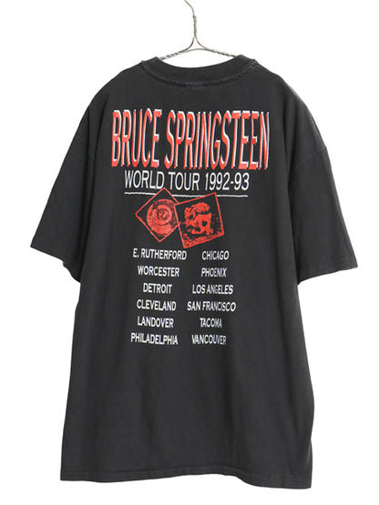90s USA製 ブルーススプリングスティーン ツアー 両面 イラスト プリント Tシャツ メンズ XL 古着 オールド ロック バンド 大きいサイズ 黒