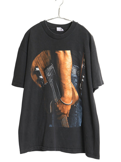 90s USA製 ブルーススプリングスティーン ツアー 両面 イラスト プリント Tシャツ メンズ XL 古着 オールド ロック バンド 大きいサイズ 黒