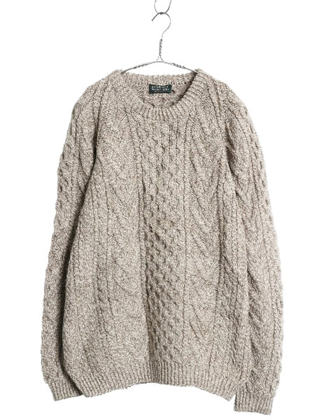 Blarney Woolen Mills フィッシャーマン ニット セーター メンズ レディース М 手編み ハンドメイド メリノ ウール アラン ケーブル 無地