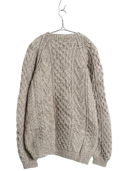 Blarney Woolen Mills フィッシャーマン ニット セーター メンズ レディース М 手編み ハンドメイド メリノ ウール アラン ケーブル 無地