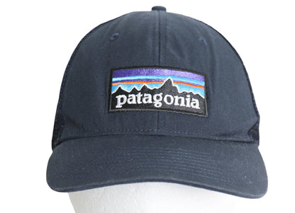 パタゴニア P-6 ロゴ トラッカー ハット フリーサイズ / 帽子 22年製 アウトドア メッシュ ベースボール キャップ 6パネル ワンポイント 紺
