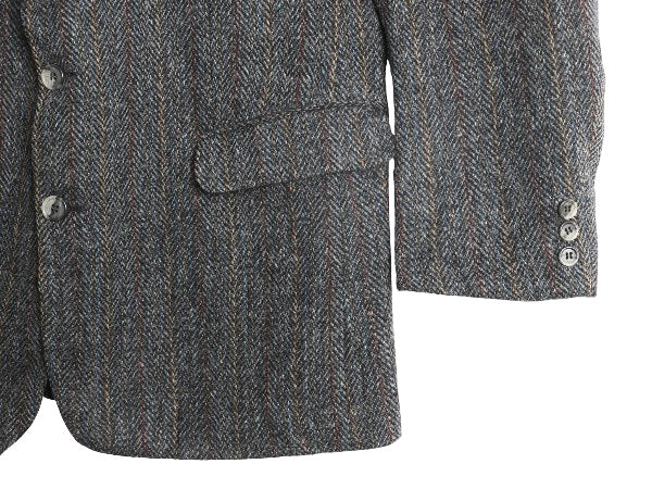 90s ハリスツイード テーラード ジャケット メンズ L 程/ オールド ウール ツイード ブレザー マルチカラー ストライプ トラッド シンプル