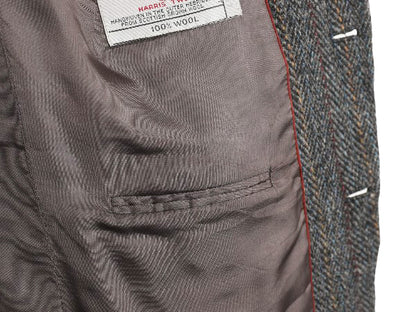 90s ハリスツイード テーラード ジャケット メンズ L 程/ オールド ウール ツイード ブレザー マルチカラー ストライプ トラッド シンプル