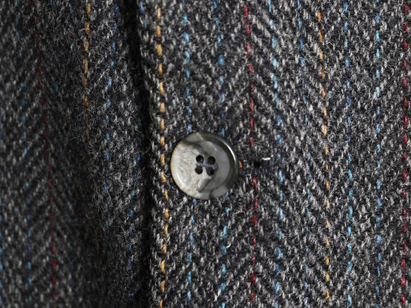 90s ハリスツイード テーラード ジャケット メンズ L 程/ オールド ウール ツイード ブレザー マルチカラー ストライプ トラッド シンプル