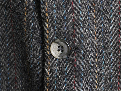 90s ハリスツイード テーラード ジャケット メンズ L 程/ オールド ウール ツイード ブレザー マルチカラー ストライプ トラッド シンプル