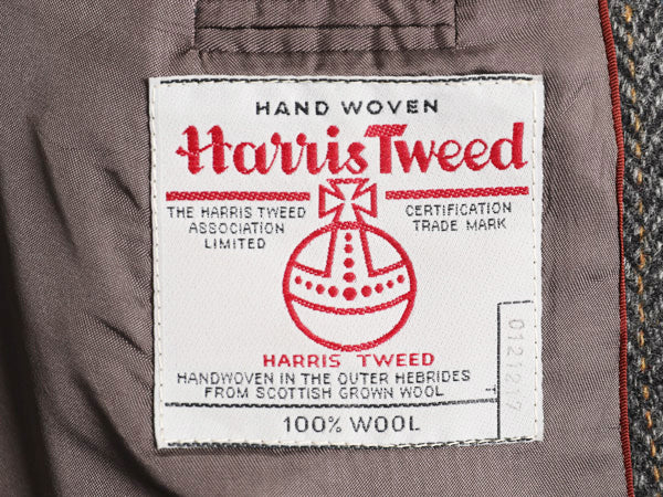 90s ハリスツイード テーラード ジャケット メンズ L 程/ オールド ウール ツイード ブレザー マルチカラー ストライプ トラッド シンプル