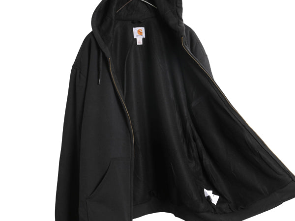 デッドストック US企画 カーハート フルジップ スウェット フード パーカー メンズ L 新品 裏 サーマル ジャケット トレーナー 撥水加工 黒