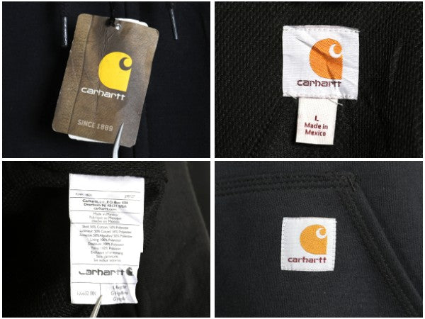 デッドストック US企画 カーハート フルジップ スウェット フード パーカー メンズ L 新品 裏 サーマル ジャケット トレーナー 撥水加工 黒