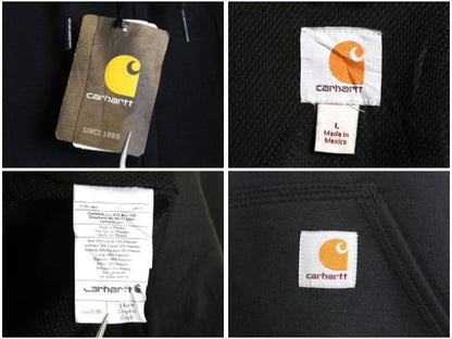 デッドストック US企画 カーハート フルジップ スウェット フード パーカー メンズ L 新品 裏 サーマル ジャケット トレーナー 撥水加工 黒