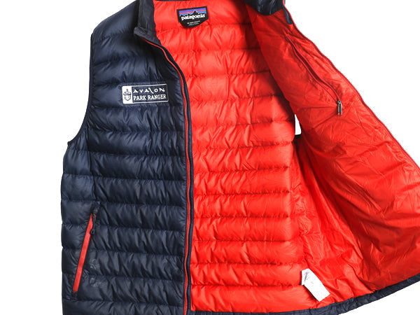 パタゴニア ダウン セーター ベスト メンズ XL / 古着 16年製 フルジップ 800フィル アウトドア パッカブル 重ね着 前開き 大きいサイズ 紺
