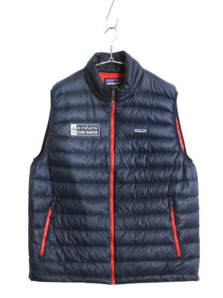 パタゴニア ダウン セーター ベスト メンズ XL / 古着 16年製 フルジップ 800フィル アウトドア パッカブル 重ね着 前開き 大きいサイズ 紺