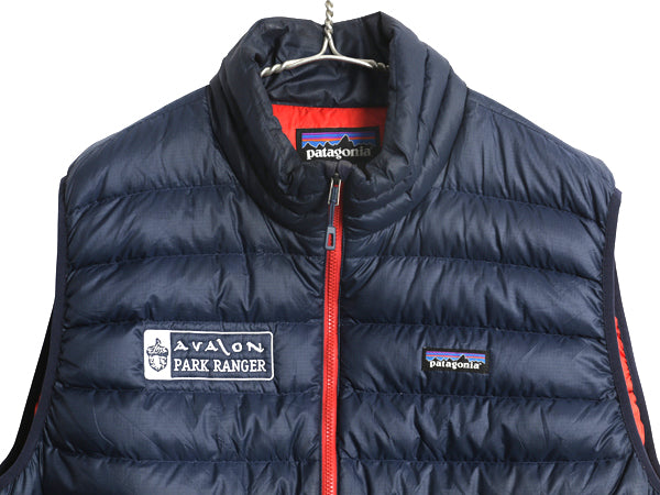パタゴニア ダウン セーター ベスト メンズ XL / 古着 16年製 フルジップ 800フィル アウトドア パッカブル 重ね着 前開き 大きいサイズ 紺