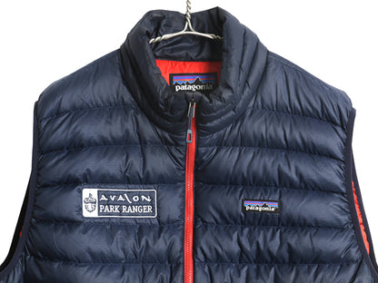 パタゴニア ダウン セーター ベスト メンズ XL / 古着 16年製 フルジップ 800フィル アウトドア パッカブル 重ね着 前開き 大きいサイズ 紺