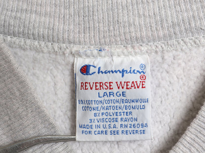  90s USA製 ★ チャンピオン リバースウィーブ スナップ カーディガン メンズ L スウェット トレーナー ポケット付き ワンポイント グレー